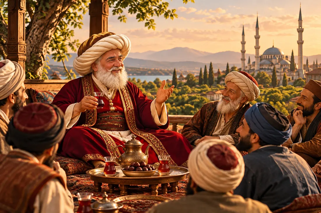 Nasreddin Hoca telling a story over tea